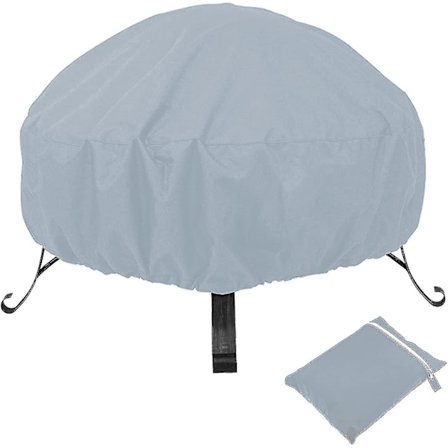 Rund Ildstedsdækning, Vandafvisende Genanvendelig Ildstedsdækning Tarp Ildstedsdækning Udendørs Ildstedsdækning Med Snøretræk (122 X 46 Cm, Grå)