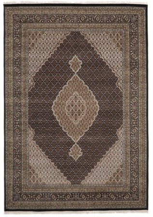Hand Knotted Tabriz Royal Rug 253X356 Brown/Black