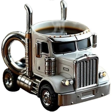 Håndlaget Semi-Truck Keramisk Kaffekopp, 330ml Semi-trailer Kaffekopp, Unik Gave til Kaffe- og Lastebilentusiaster 2025