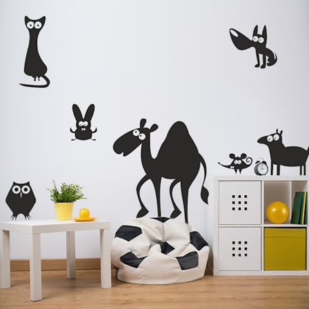 Roliga djur vinyl vägg klistermärken