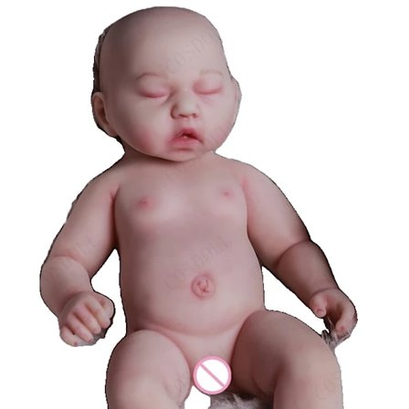Återfödd flickdocka, helkroppssilikon, livsliknande bebisar, 45 CM, målad docka