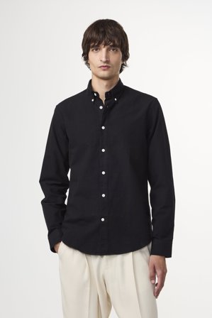 NN.07 Arne Hemd Herren Schwarz Bio-Baumwolle