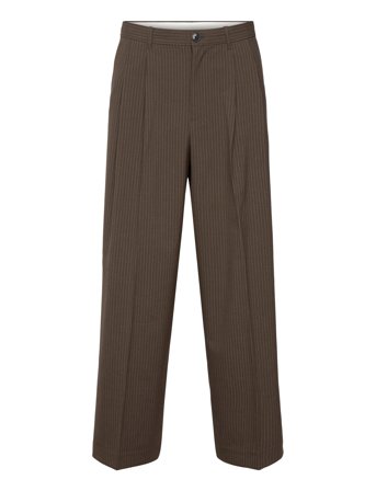 Weekday Nate Loose Fit Pleated Suit Trousers - Brown - 48