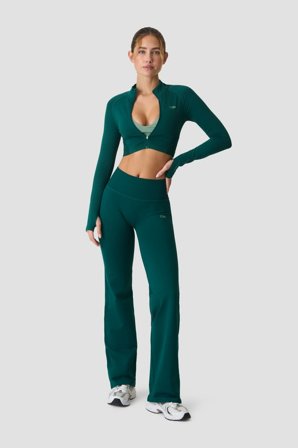 Define Seamless Cropped Zip Jacket Petrol Green