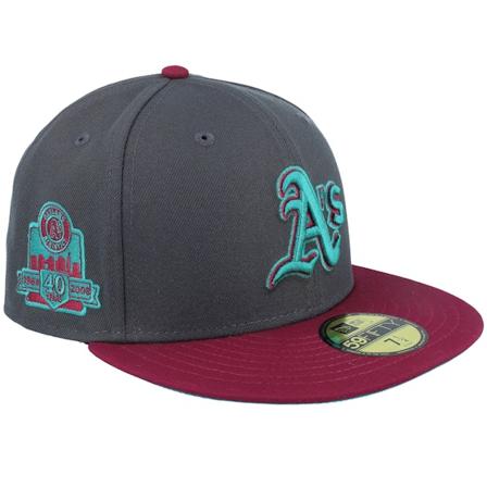 New Era - MLB Grå fitted Caps - Oakland Athletics Rusty Metal 59FIFTY 40 Anniversary Dark Gray/Cardinal Fitted @ Hatstore