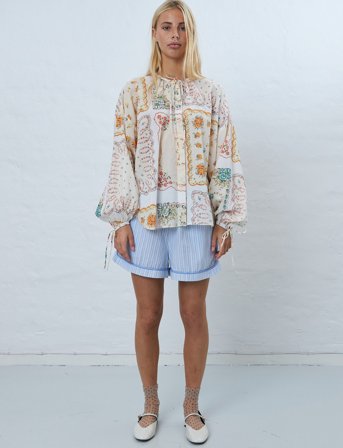 Stella Nova Cotton Tissue Printed Blouse - Beige - 36