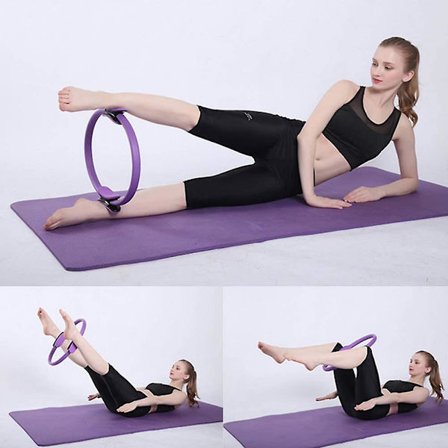 Kvinnors Pilates Motstånds Yoga Ring Dubbel Grepp Fitness Cirkel Pilates Yoga Fitness Träningsövning (lila)