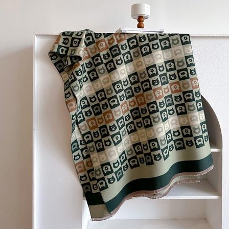 Dame tyk kashmir sjal tørklæde (mørkegrøn), lang stor dobbeltsidet tyk varm tørklæde, vinter