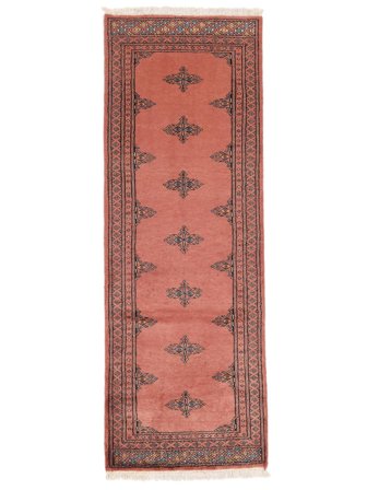 Håndknyttet Pakistan Bokhara 2Ply 65X185 Uldtæppe Rød/Mørkerød Lille