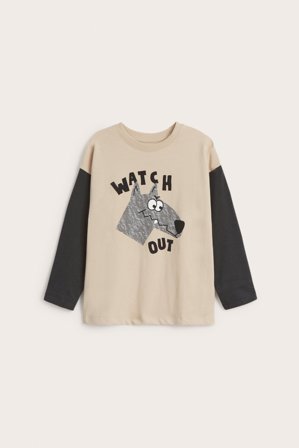 Kappahl | Långärmad t-shirt med tryck | Beige