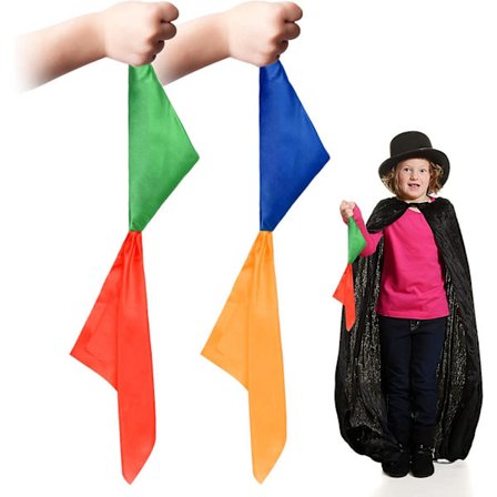 1 sett med magiske skjerf, 4 farger silkeskjerf for gatemagi,