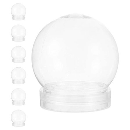 7 stk. Gjennomsiktige snøkuler i plast med skrulokk for DIY-håndverk, tilpassede juledekorasjoner og unike Halloween-dekorasjoner