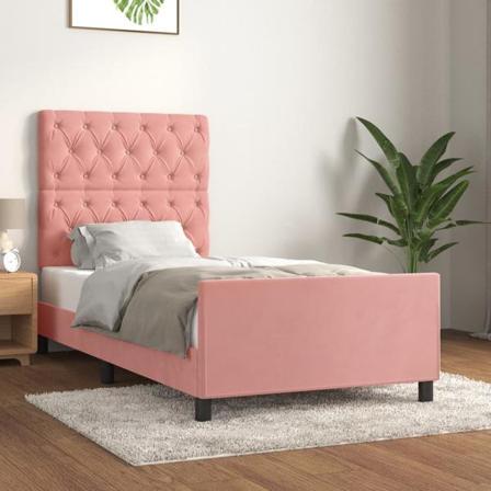 Vidaxl Sängram Med Huvudgavel Rosa 80x200 Cm Sammet Rosa