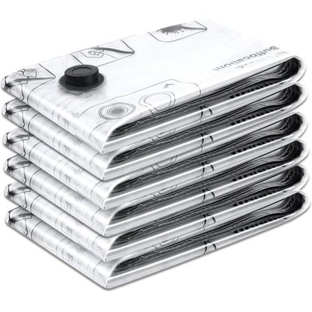 6-pack Vakuumförvaringspåsar för Kläder (60 x 40 cm) Utrymmesbesparande Påsar Vakuum Klädpåsar för Garderober Resväskor Lakan Kuddar Filtar Resor