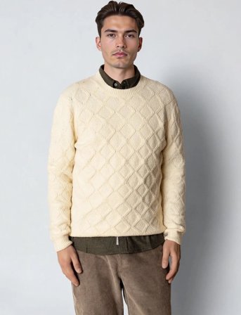 Clean Cut Copenhagen Avery Cable Knit - Cream - XL