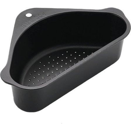 Maitexi vaskekurv i rustfritt stål, trekantet vask, trekantet vaskavløpskurv kompatibel med sil eller oppbevaringsstativ (svart)