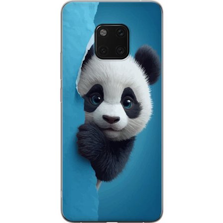 Yhteensopiva Puhelinkuori Huawei Huawei Mate 20 Pro Söpö panda, joka kurkistaa paperin läpi pehmeässä 3D-kuvituksessa