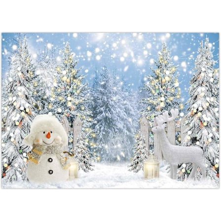 7x5FT Talvi Taustakangas Lumiukko Lumimetsä Mänty Tausta Let It Snow Glitter Joulu Joululoma Juhlakoriste