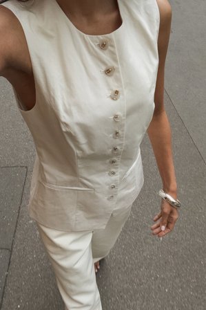 NA-KD Débardeur boutonné sur le devant en lin mélangé - Vêtements en lin - Crème - EU 40