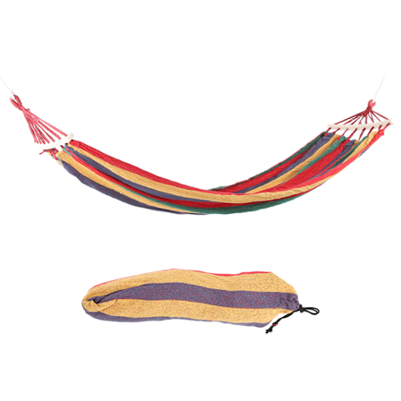 Letvægts Campinghængekøje Bærbar Udendørs Rejsehængekøje med Træspreder Rød med Farvegradient