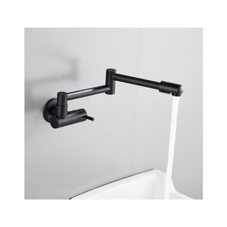 Veggmontert kjøkkenkran, teleskopisk sammenleggbar, svart veggmontert kran, messing veggmontert kran, veggmontert blandebatteri, enkelt 