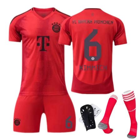 24-25 Bayern tröja 3 Kim Min-jae nr 9 Kane barn vuxen kostym - fotbollströja - nr 6 med strumpor + skyddsutrustning 18(100-110cm)