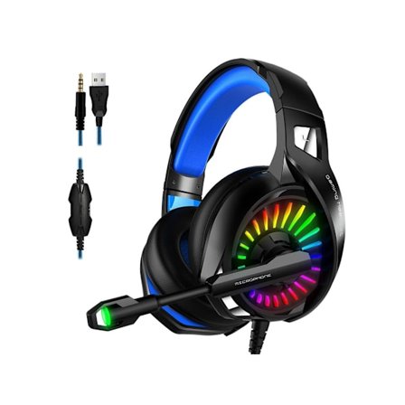 Gamingheadset med mikrofon kompatibelt med Laptop Ps4 Ps5 Xbox One PC Hörlurar med RGB LED-ljus Brusreducerande mikrofon YEMAESRE