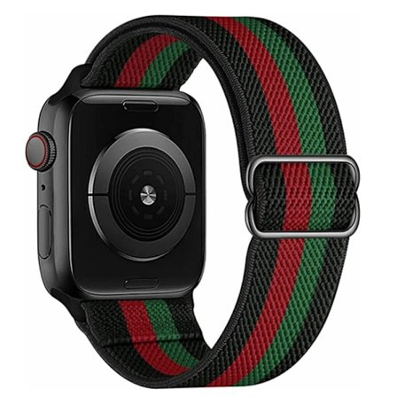 Klockarmband för Apple Watch iWatch 25mm bredd Nr 10 svart, röd, grön och svart