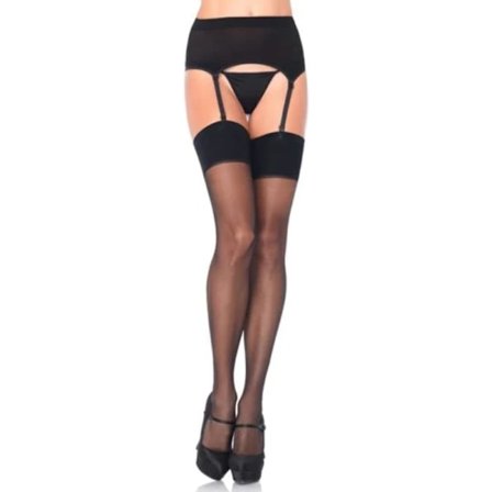 Avenue Naisten Läpinäkyvät Sukkahousut Kiinnitetyllä Garter-Vyöllä Musta Pluskoko