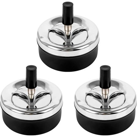 Set med 3 stängda askkoppar med svängfunktion, askkopp med lock för luktbeständig