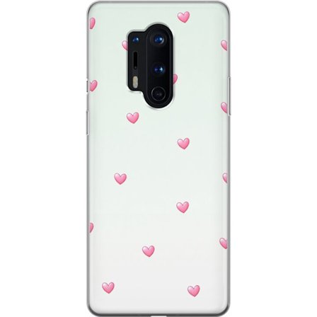 Yhteensopiva Puhelinkuori OnePlus OnePlus 8 Pro Minimalistinen kuvio vaaleanpunaisilla sydämillä vaalealla taustalla, suloinen ja yksinkertainen muo