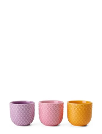 Lyngby Porcelæn Rhombe Color Æggebæger Ø5 Cm Gul/Rosa/Lilla 3 Stk. - Purple - H4.5CM