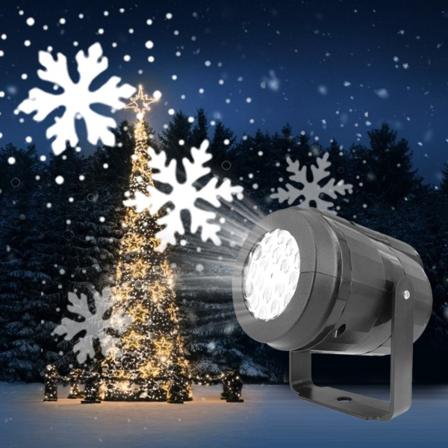 Utendørs juleprojektorlampe, uthevet LED snøflagglampe