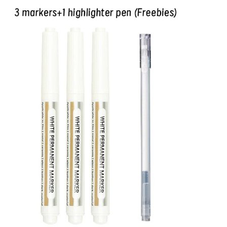 Vit Markeringspenna Levereras med en Överstrykningspenna, Fin Spets, Konstnärsmaterial för Studenter, Däck, Glas, Sten, Metall, Graffiti-papper