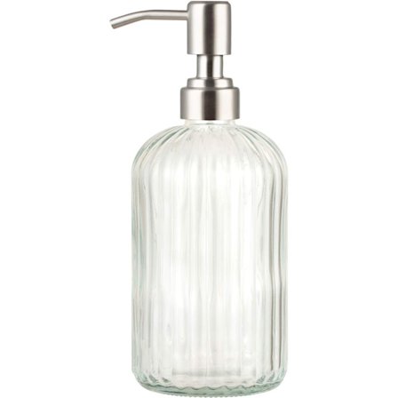 Klar Glas Tvålpump, Rostfri Stålpump, Återfyllningsbara Dekorativa Flaskor För Handsprit, Lotion, Vintage Stil, Badrumsinredning