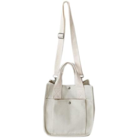 Dam enkel solid färg handväska vertikal fyrkantig canvas crossbody väska för skola och shopping White