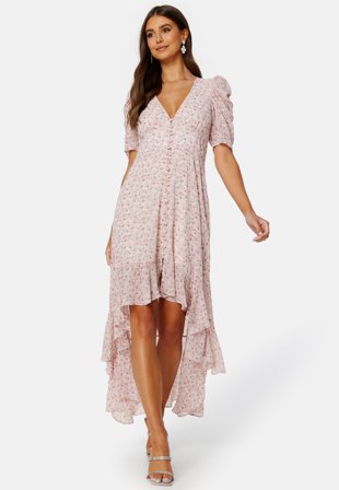 BUBBLEROOM Summer Luxe High-Low Midi Dress Pink / Floral Klær