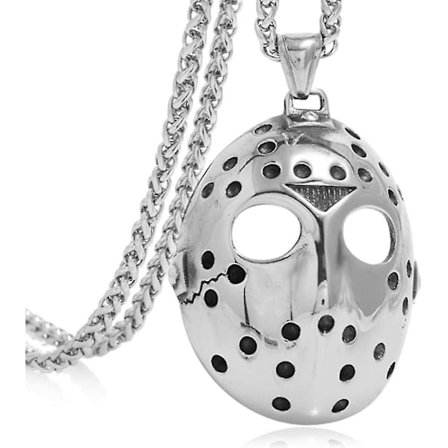 Halsband med hänge i rostfritt stål med Jason-mask, 24 tum köljkedja S