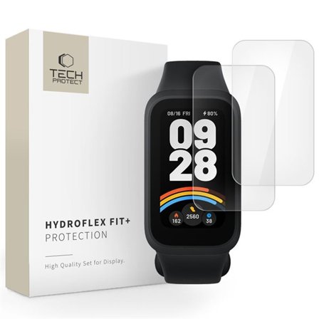 Tech-Protect Hydroflex Fit+ 2-pack hydrogel suojakalvo Xiaomi Smart Band 9 Active - läpinäkyvä