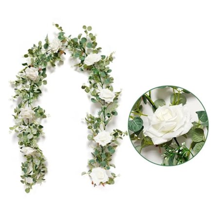 Rose guirlande guirlande kunstige blomster 1,85 meter silkeblomst falsk blomst rose guirlande hængende vin bryllup fest have dekoration