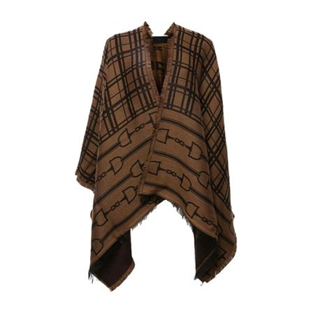 Elisabetta Franchi, Poncho Bruin, Dames, Maat:ONE Size,strepen