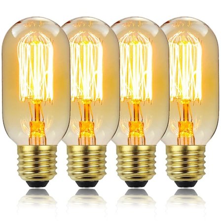 4 stk T45 220v 40w Lampe Antik Retro Lyspære (gull Topp Og Bunn)
