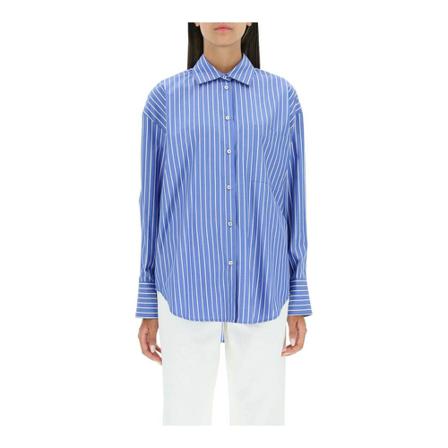 Msgm Back Logo Striped Shirt Blå, Dame Skjorter