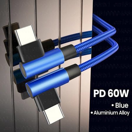 PD 60W Dubbel Vinkel USB Datakabel För Macbook Pro TypeC till USB C Sladd Snabbladdning Laddare USB Kabel För Huawei Samsung Xiaomi