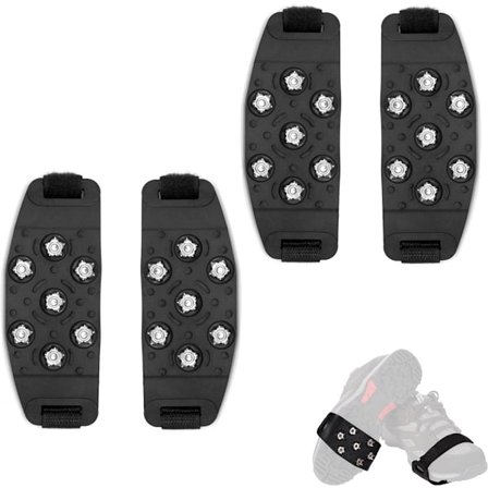 Sklisikre snøsåler 2 par stegjern med 7 tenner med borrelåsfeste snøsko skopigger sklisikre pigger stegjern stegjern for fjell svart