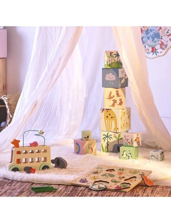 Vilac Nesting Cubes - Animals By Sarah Betz - Multi/patterned - ONE SIZE