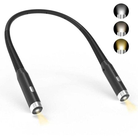 Genopladelig LED Læselampe til Nakken med 3 Lysstyrkeniveauer 360° Foldbar USB Lampe til Rejser Strikning Camping Kompatibel med NPTERBL