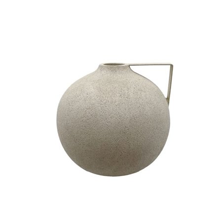 Beige polyresin vase, 21,5x21,5x20 cm