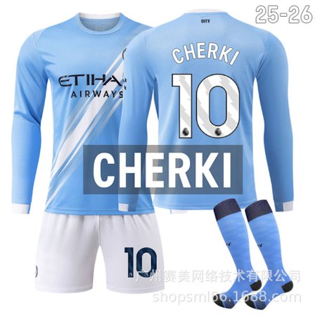 Manchester City Hjemmedrakt Langermet Sett 25-26 (med sokker) NO.10 CHERKI NO.10 CHERKI(KDO)