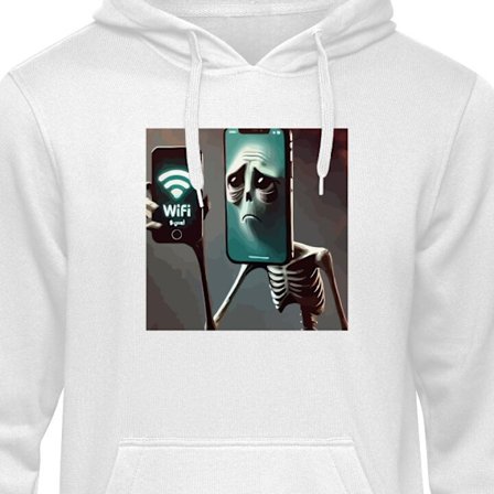Barn Hoodie Italiensk Brainrot WiFi-motiv - Skelett med mobil och svag signal